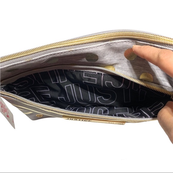 Justice gray, gold make-up pouch/envelope - Picture 5 of 7